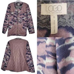 Logo by Lori Goldstein QVC Womens 8 Medium Camo Fleece Jacket Pink Purple